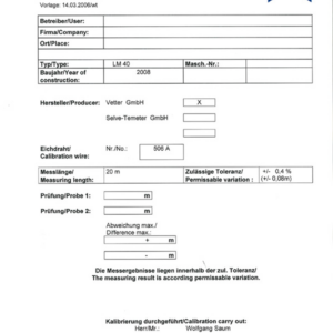 Сертификат калибровки измерителей KDM/KLM/M/MZ Сертификат калибровки измерителей KDM/KLM/M/MZ